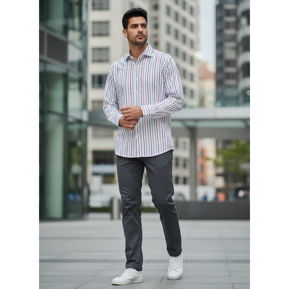Roberto Villini Mens Non-Iron Travel Collection Pinstripe Dress Shirt 16.5 34-35